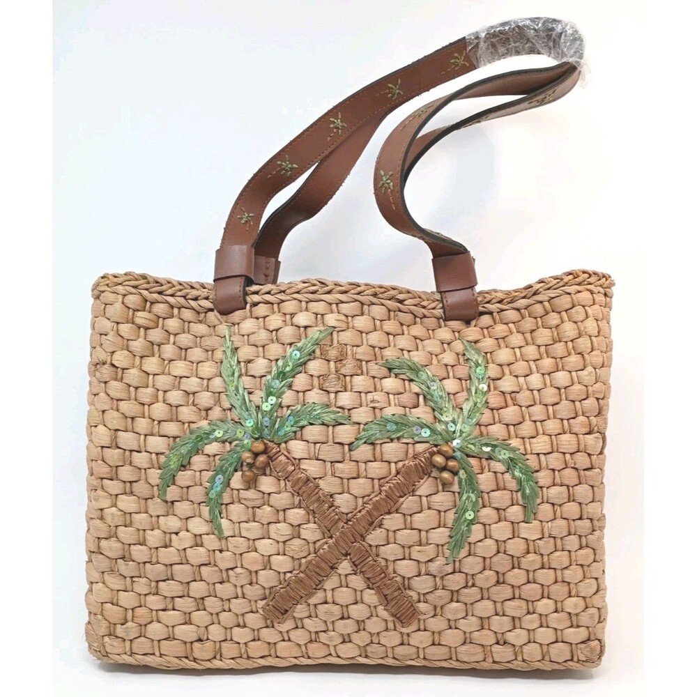 Cappelli Straworld Palm Tree Tote Bag Purse OS Double Handles Design Open Tote - Picture 9 of 9